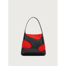 Small Shoulder Bag with Cut-Out Detailing - Black/Flame Red