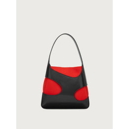 Small Shoulder Bag with Cut-Out Detailing - Black/Flame Red