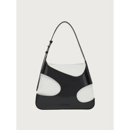 Medium Shoulder Bag with Cut-Out Detailing - Black/Optic White