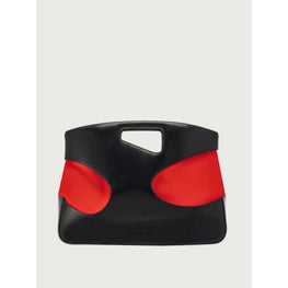 Top Handle Bag with Cut-Out Detailing - Black/Flame Red