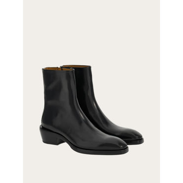 Squared Toe Ankle Boots - Black
