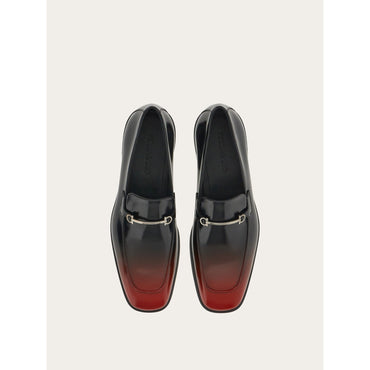 Moccasin With Gancini Ornament - Men - Black/Flame Red