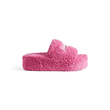Furry Platform Towel/Polit - Light Pink/Wht/Red