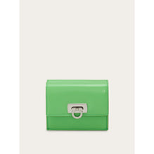 Compact Wallet With Gancini Clasp - Ladies - Lime Green