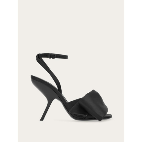 Sandals with Asymmetric Bow - Black