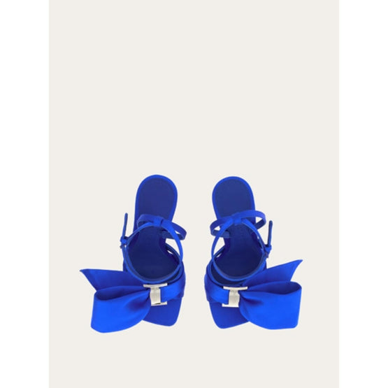 Sandals with Asymmetric Bow - Electric Blue