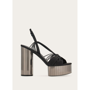 Platform Sandal With Mirrored Heel - Ladies - Black