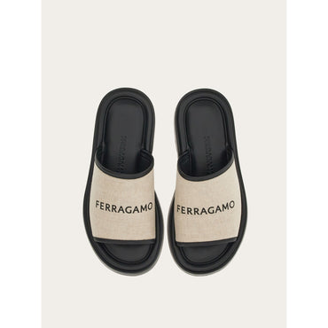 Canvas-Strap Slider - Nappa And Canvas - Natural/Black