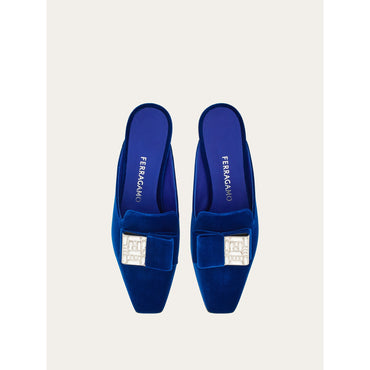 Double-Bow Mule With Crystals - Fabric - Lapis Lazuli