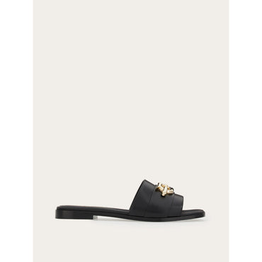 Slide With Bejeweled Gancini Ornament - Ladies - Black