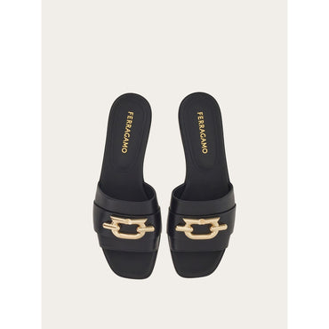 Slide With Bejeweled Gancini Ornament - Ladies - Black