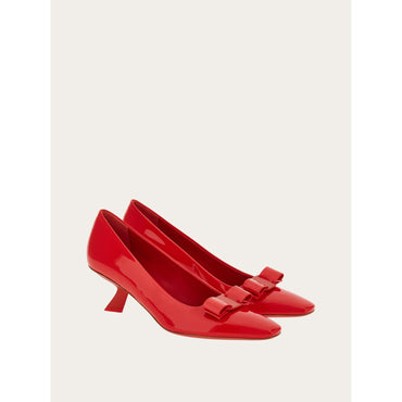 Vara Bow Pump - Patent Calfskin - Flame Red