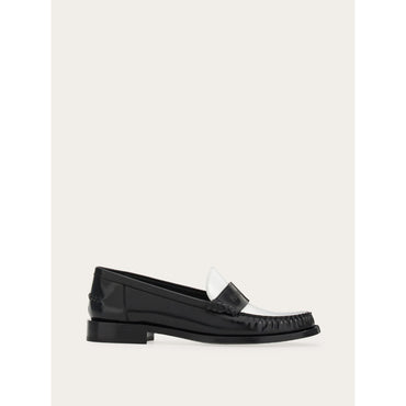 Moccasin With Logo - Calfskin - Black/White
