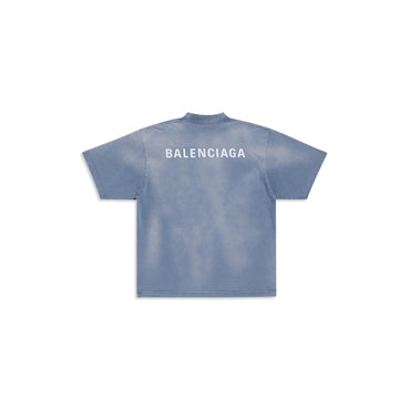 Medium Fit T-Shirt - Faded Blue/White