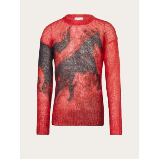 Mustang Print Oversize Sweater - Red/Black