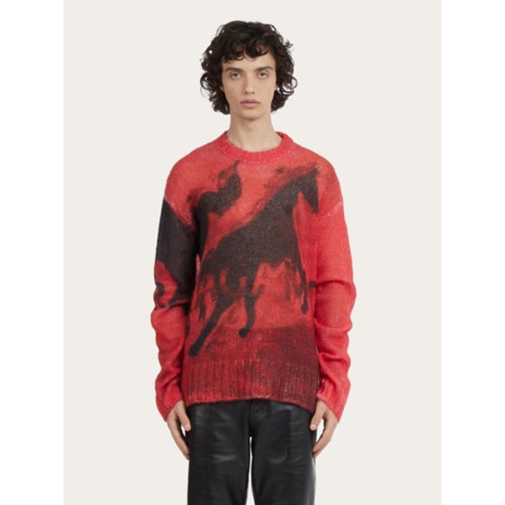 Mustang Print Oversize Sweater - Red/Black