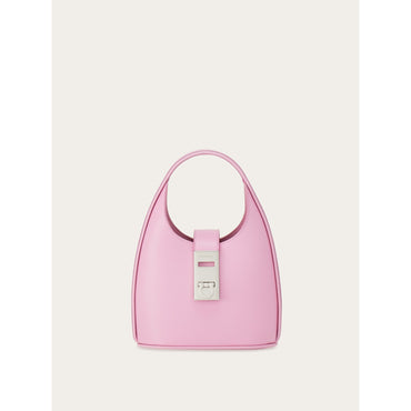 Mini Hobo Bag With Gancini Buckle - Calfskin - Bubble Gum