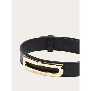 Bracelet With Gancini Ornament - Men - Black/Gold