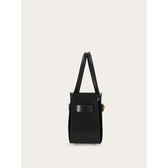 Medium Tote Bag with Gancini Buckles - Black