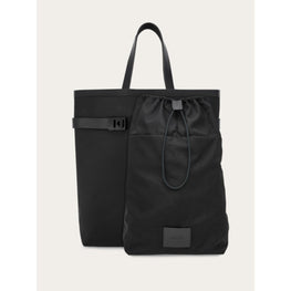 Medium Tote Bag with Gancini Buckles - Black