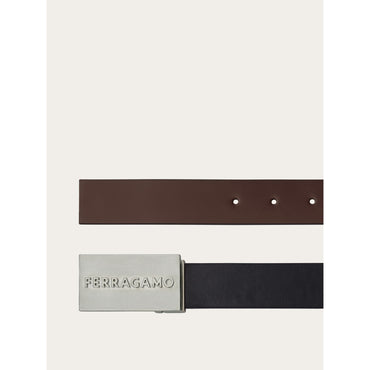Reversible And Adjustable Ferragamo Belt - Calfskin - Cocoa/Black