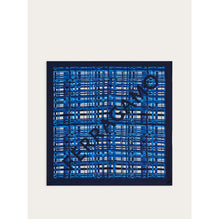 Check Print Silk Foulard - 100% Silk - Lapis Lazuli