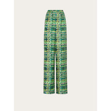 Check Print Wide Leg Trouser - Ladies - Lime Green
