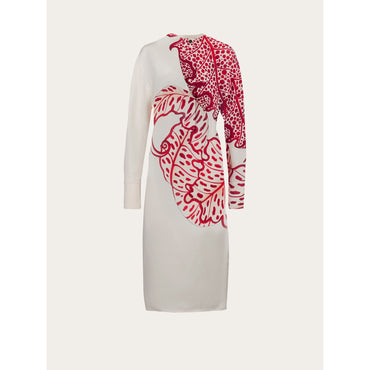 Foliage Print Shirt Dress - Ladies - Red