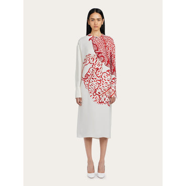 Foliage Print Shirt Dress - Ladies - Red