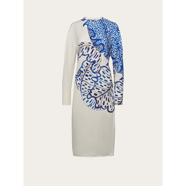 Foliage Print Shirt Dress - Ladies - Lapis Lazuli