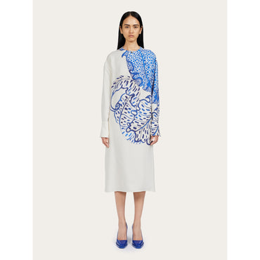 Foliage Print Shirt Dress - 100%Viscose - Lapis Lazuli