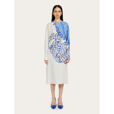 Foliage Print Shirt Dress - Ladies - Lapis Lazuli