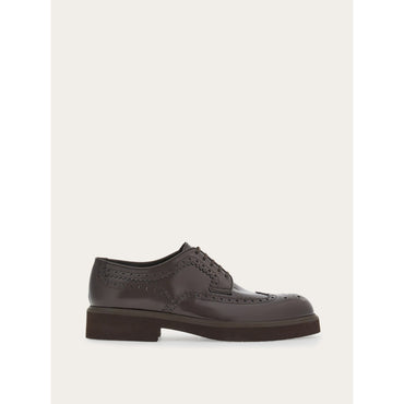Derby With Perforated Detailing - Calfskin - Testa Di Moro