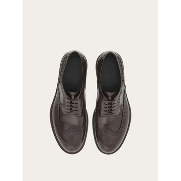 Derby With Perforated Detailing - Calfskin - Testa Di Moro