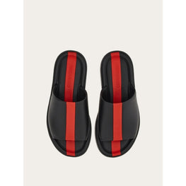 Sandals with Inlay - Black/Flame Red