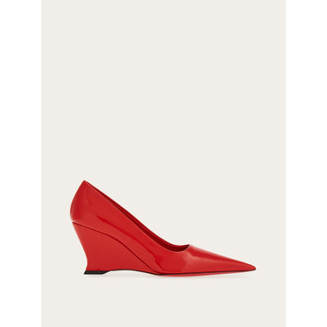 Pump With Wedge Heel - Ladies - Flame Red