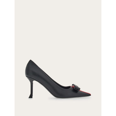 Vara Bow Pump Shoe - Nappa And Patent Leather - Black/Flame Red