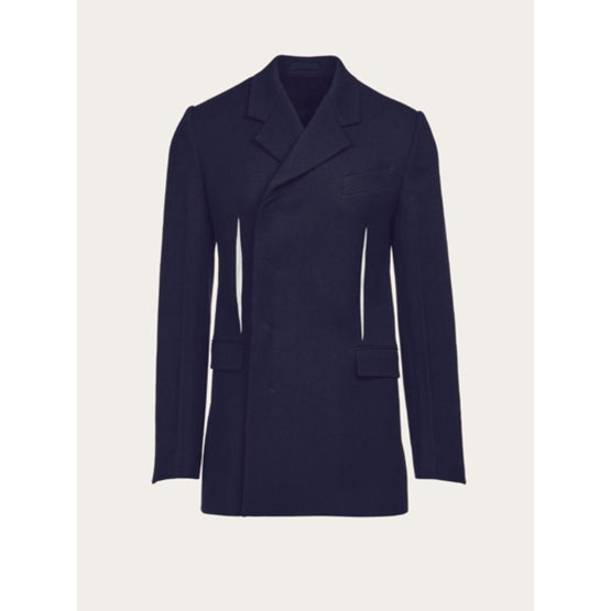 Double Breasted Jacket with Slit Details - Midnight Blue