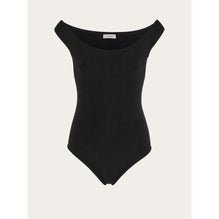 Low Cut Round Neck Bodysuit - Ladies - Black
