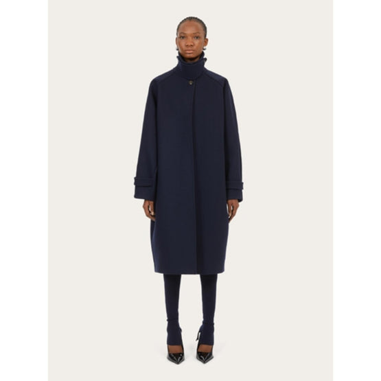 Oversize Single Breasted Coat - New Navy Blue