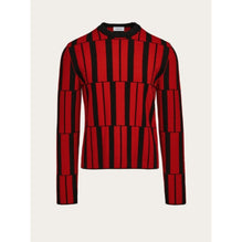 Crew Neck Jacquard Sweater - Red/Black