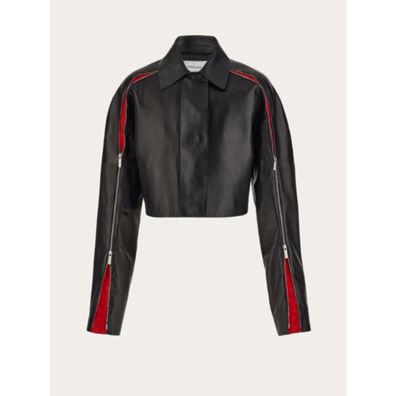 Short Jacket with Contrasting Inserts - Black