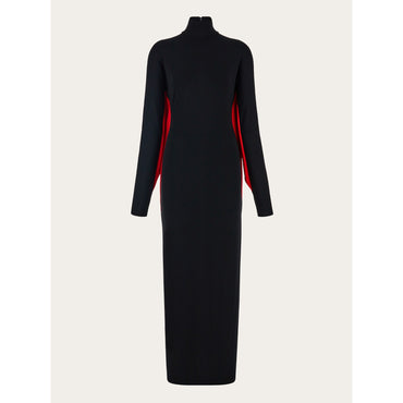 Batwing Color Block Dress - Ladies - Black