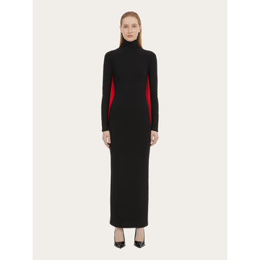 Batwing Color Block Dress - Ladies - Black
