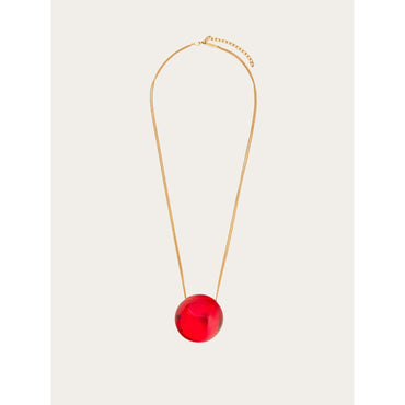 Necklace With Resin Pendant - Ladies - Red