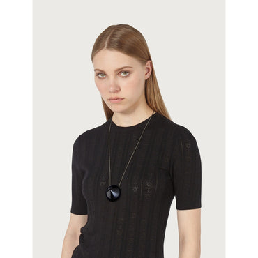 Necklace With Resin Pendant - Ladies - Black