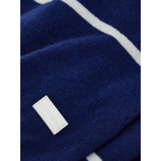 Cashmere Scarf - Midnight Blue/White