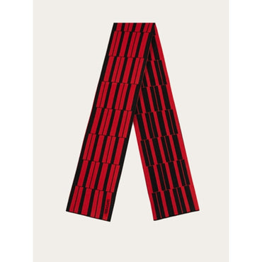 Wool And Cashmere Long Scarf - Black/Red