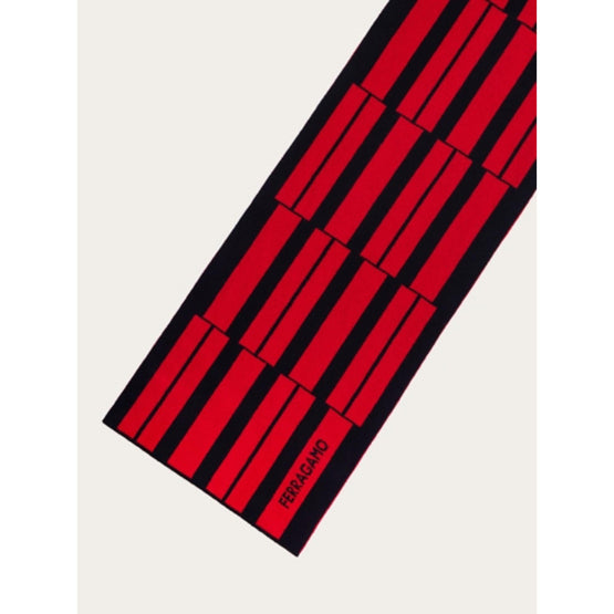 Wool And Cashmere Long Scarf - Black/Red