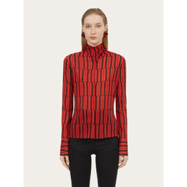 Sash Collar Shirt - Red/Black